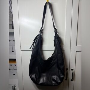 Black Leather Shoulder Hobo Bag - Classic Everyday Style